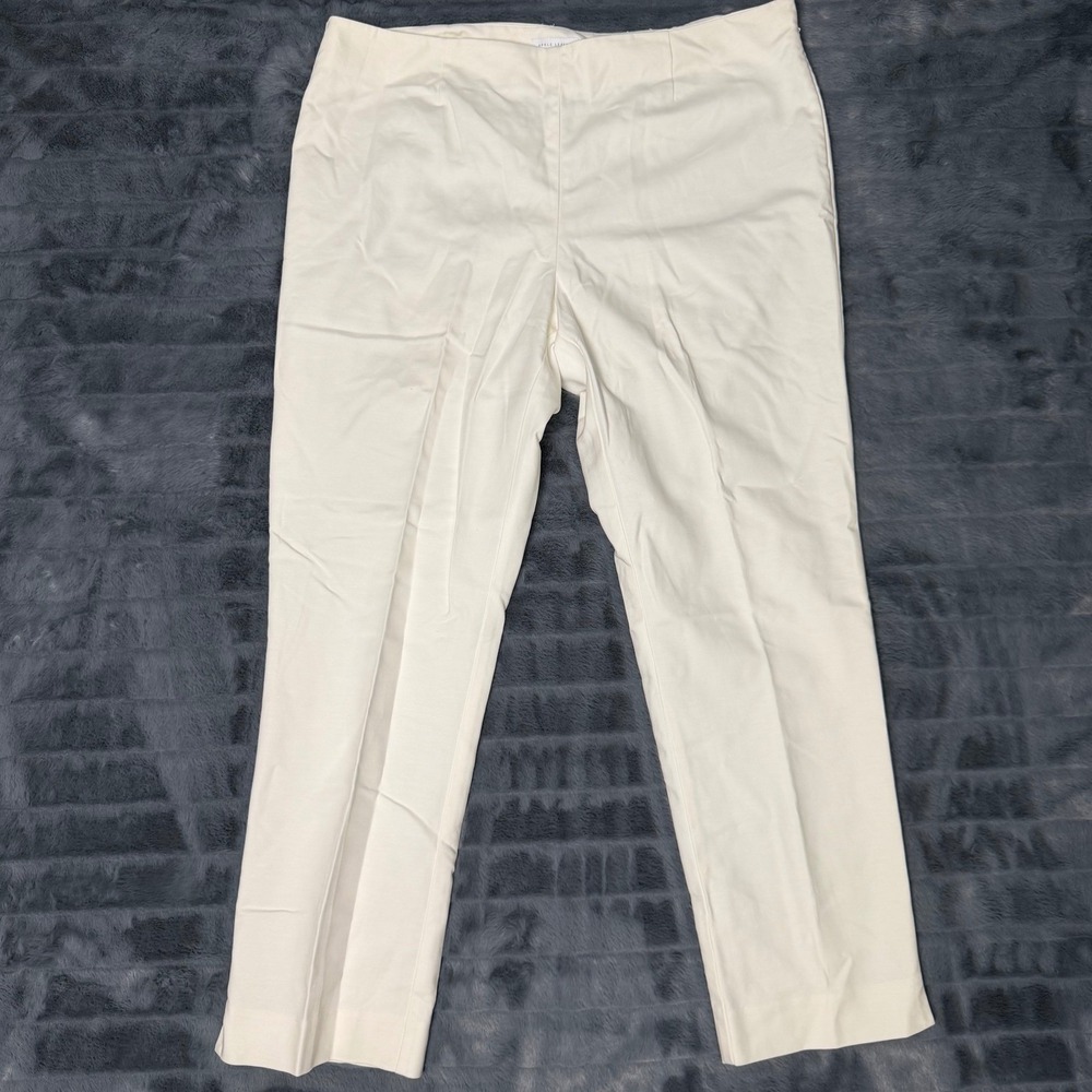Charter Club Womens 16 Ankle Pants Off White Cotton Stretch Side Zip Slim